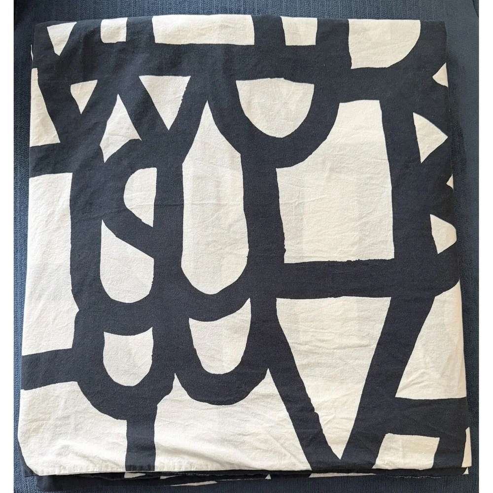 Vintage IKEA Skuggbracka Full Queen Duvet Cover Graphic Black White Reversible